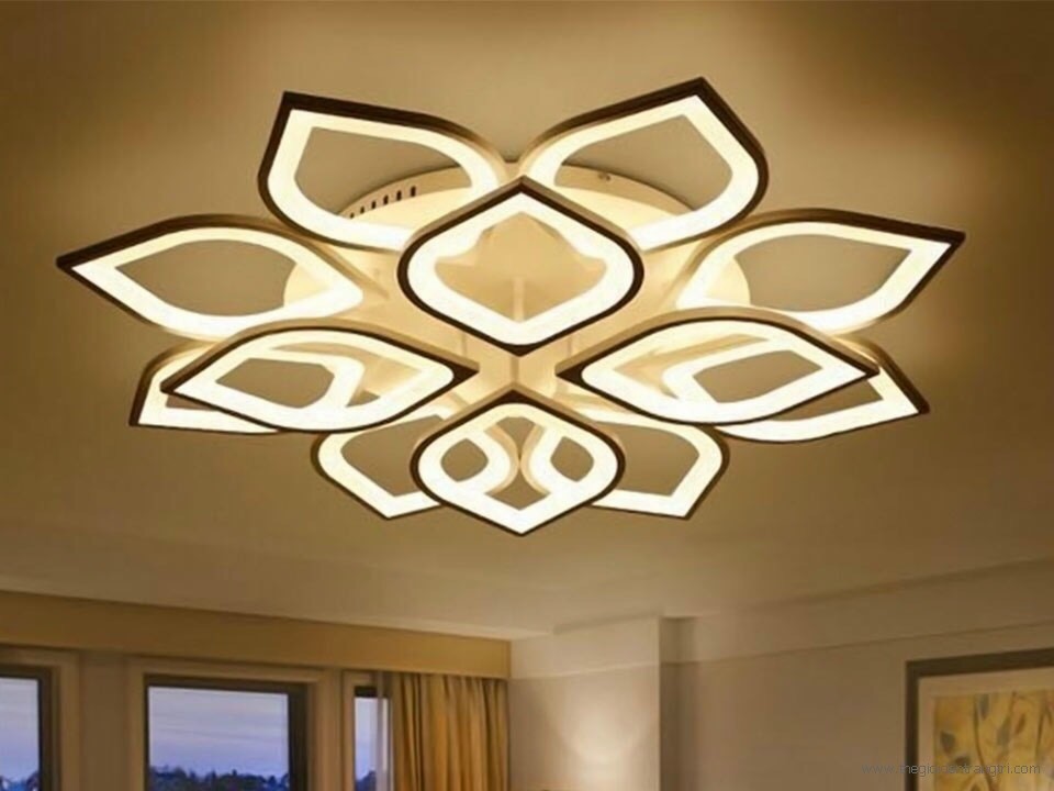 Bộ đèn mâm mica D1000, tay đèn hình quả đào